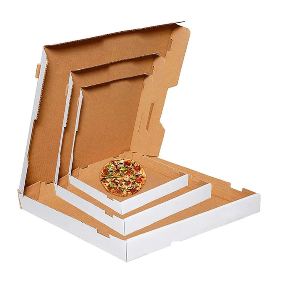 image 1 of 50 x 9" Pizza Boxes Plain White Postal Box Takeaway Style Boxes White