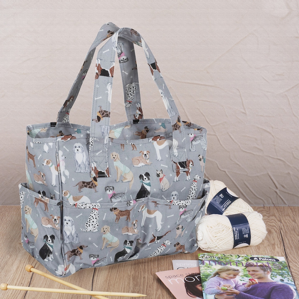 image 1 of Hobby Gift Multipocket Craft Bag, Grey Dogs