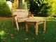 image 5 of Hand Made 2 Seater Chunky Rustic Wooden Garden Furniture Bench With Coffee Table