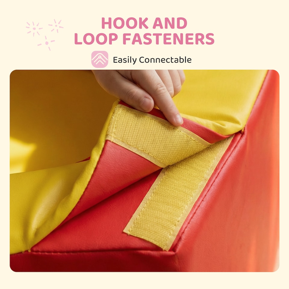 image 1 of HOMCOM 6 Piece Soft Play Equipment for Kids Climb and Crawl, Red | Red | Red