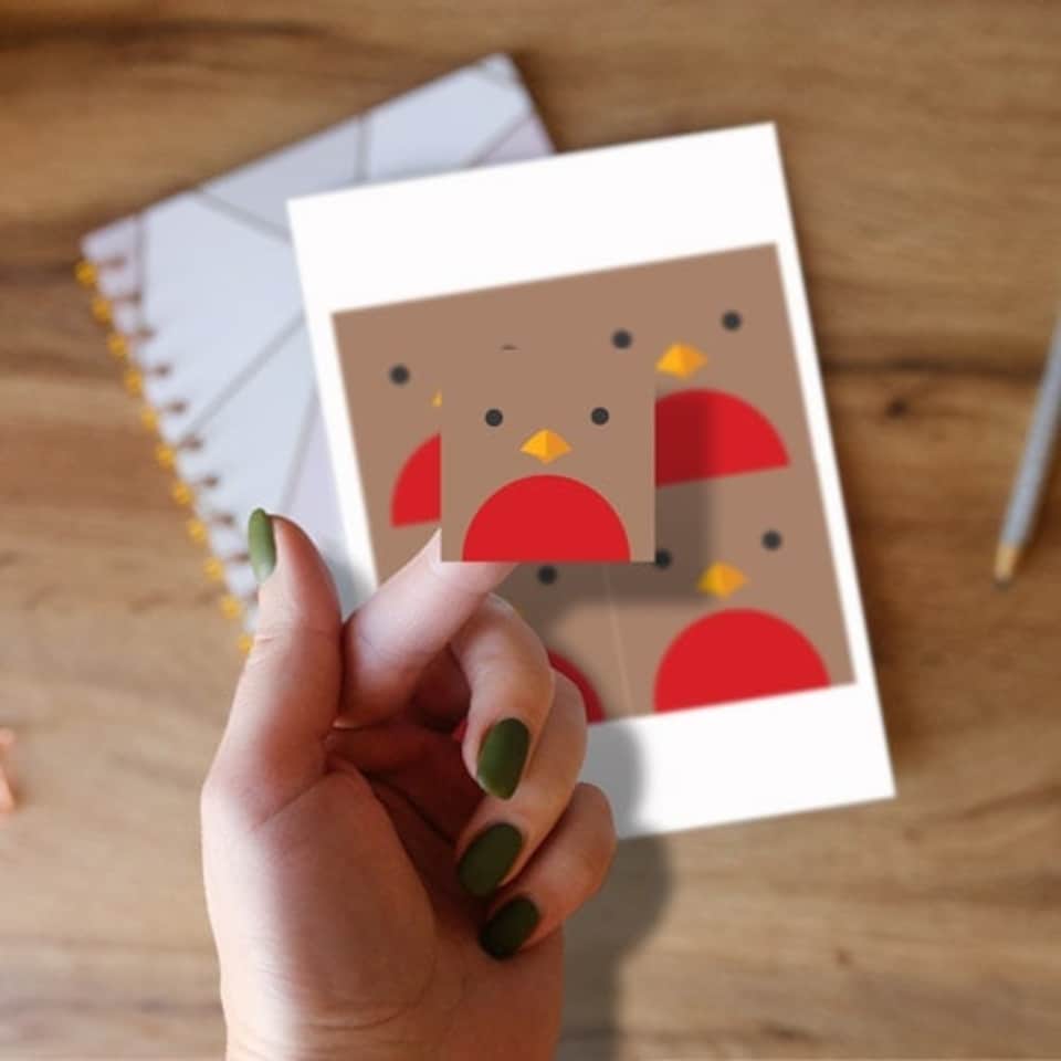 image 1 of Christmas Robin Square Stickers 95mm - Sheet of 4