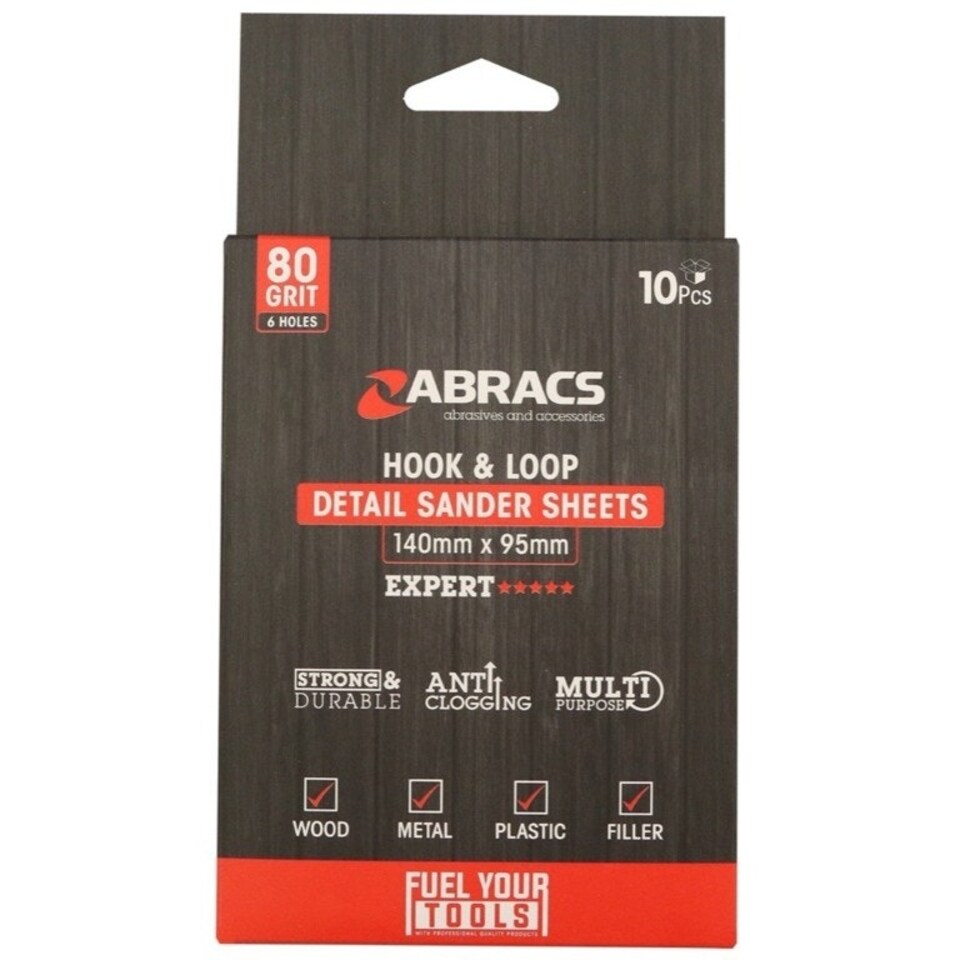 image 1 of Abracs Hook and Loop Sander Sheet (Pack of 10) - Brown/Sand - 80g