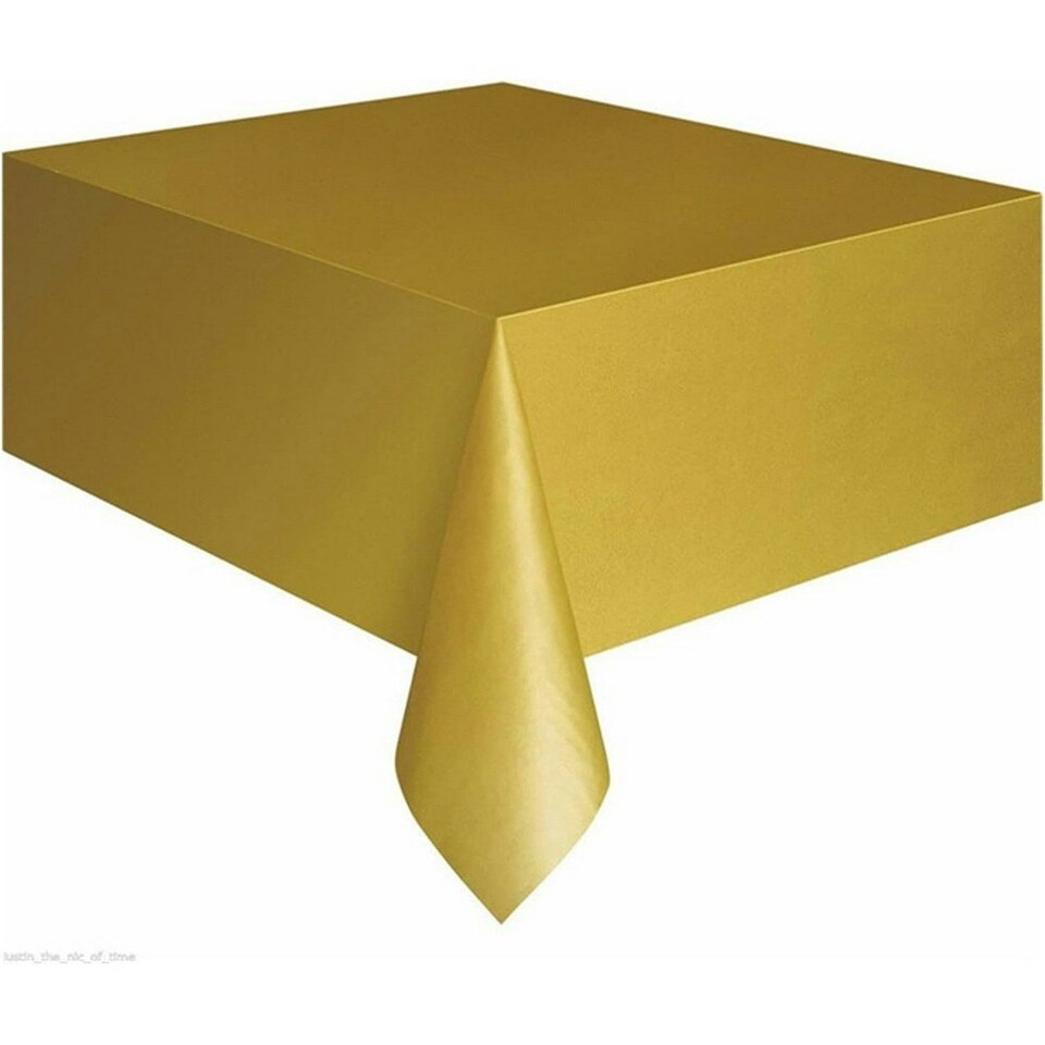 Unique Party Plastic Rectangular Tablecloth - Gold - One Size
