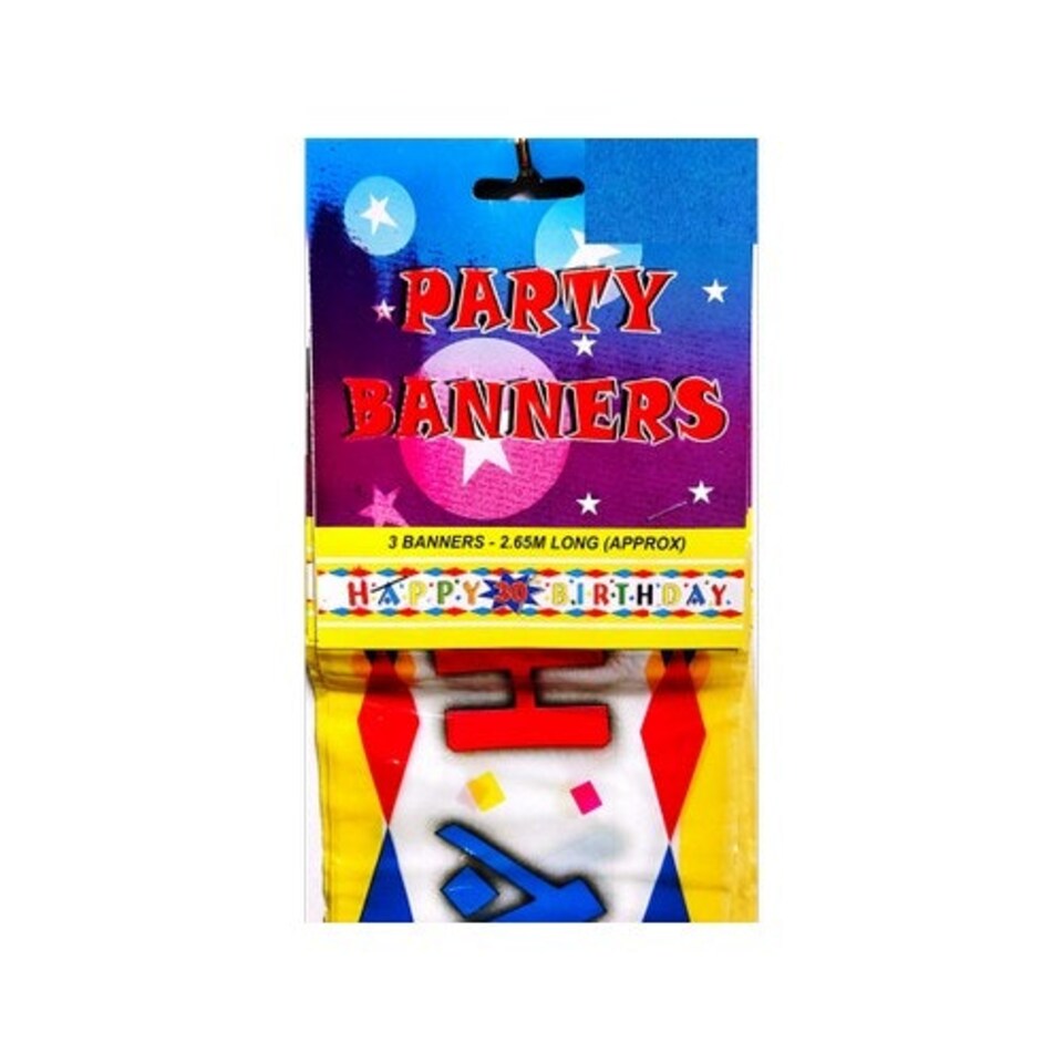 image 1 of Happy Birthday Banner (Pack of 3) - Multicoloured - One Size