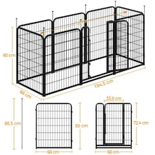Yaheetech 8-Panel Metal Dog Playpen, 66 × 80 cm Black