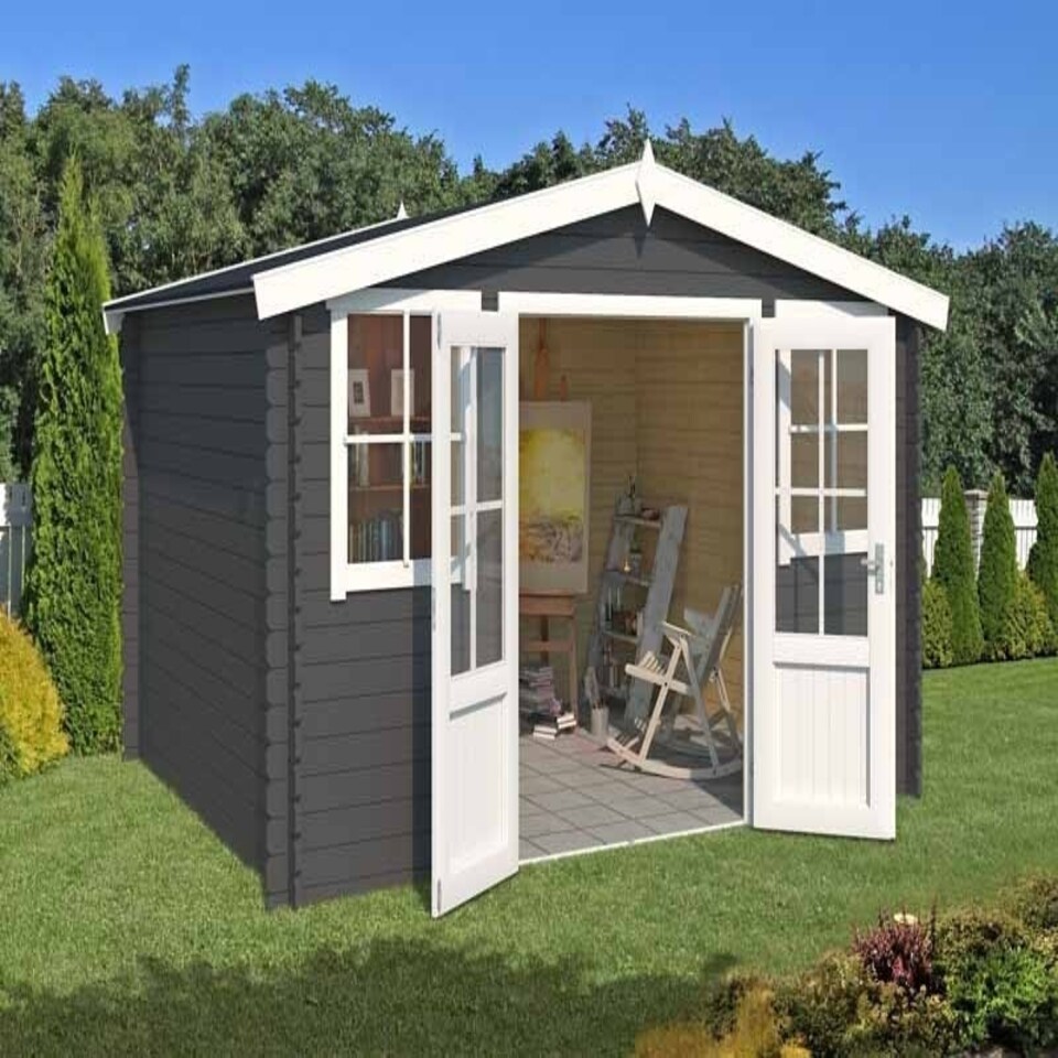 image 1 of Dallas-Log Cabin, Wooden Garden Room, Timber Summerhouse, Home Office - L410.9 x W312 x H233.7 cm Brown