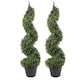 image 3 of Pair of 90cm (3ft) Tall Artificial Boxwood Tower Trees Topiary Spiral Metal Top | Green | 3ft