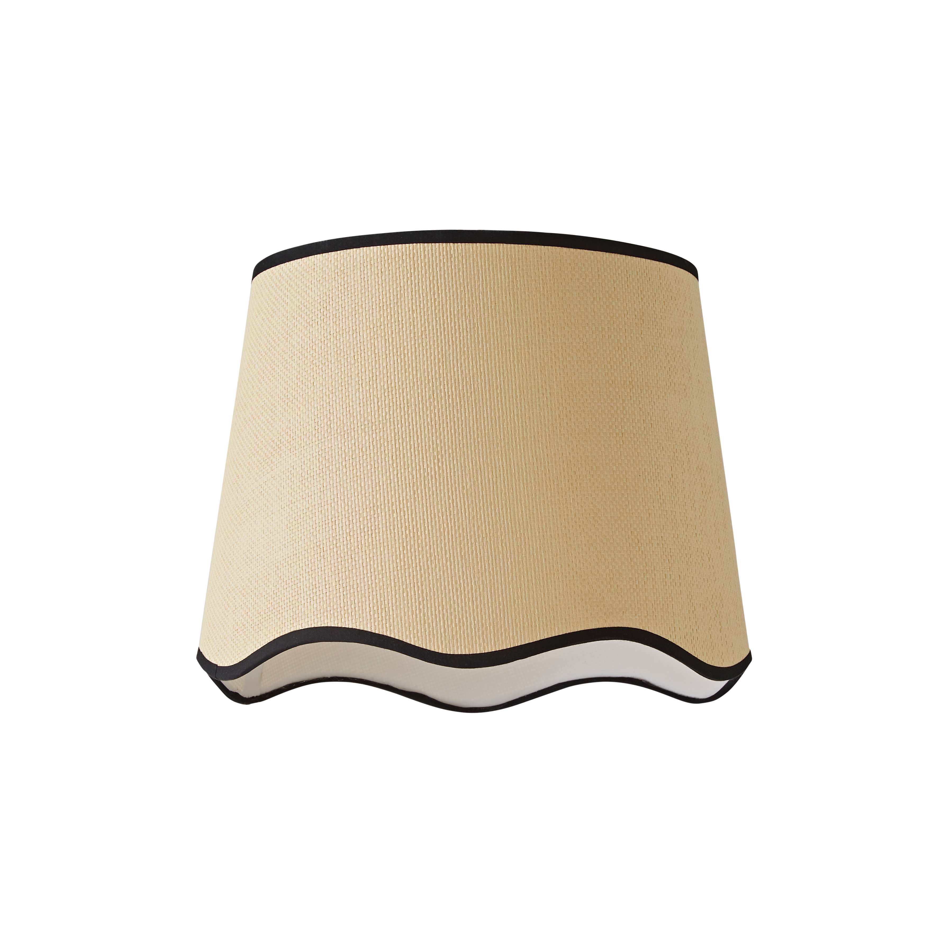 ValueLights Dutton Natural Fabric Scallop Edge Ceiling Floor Table Large Lamp Shade in Black