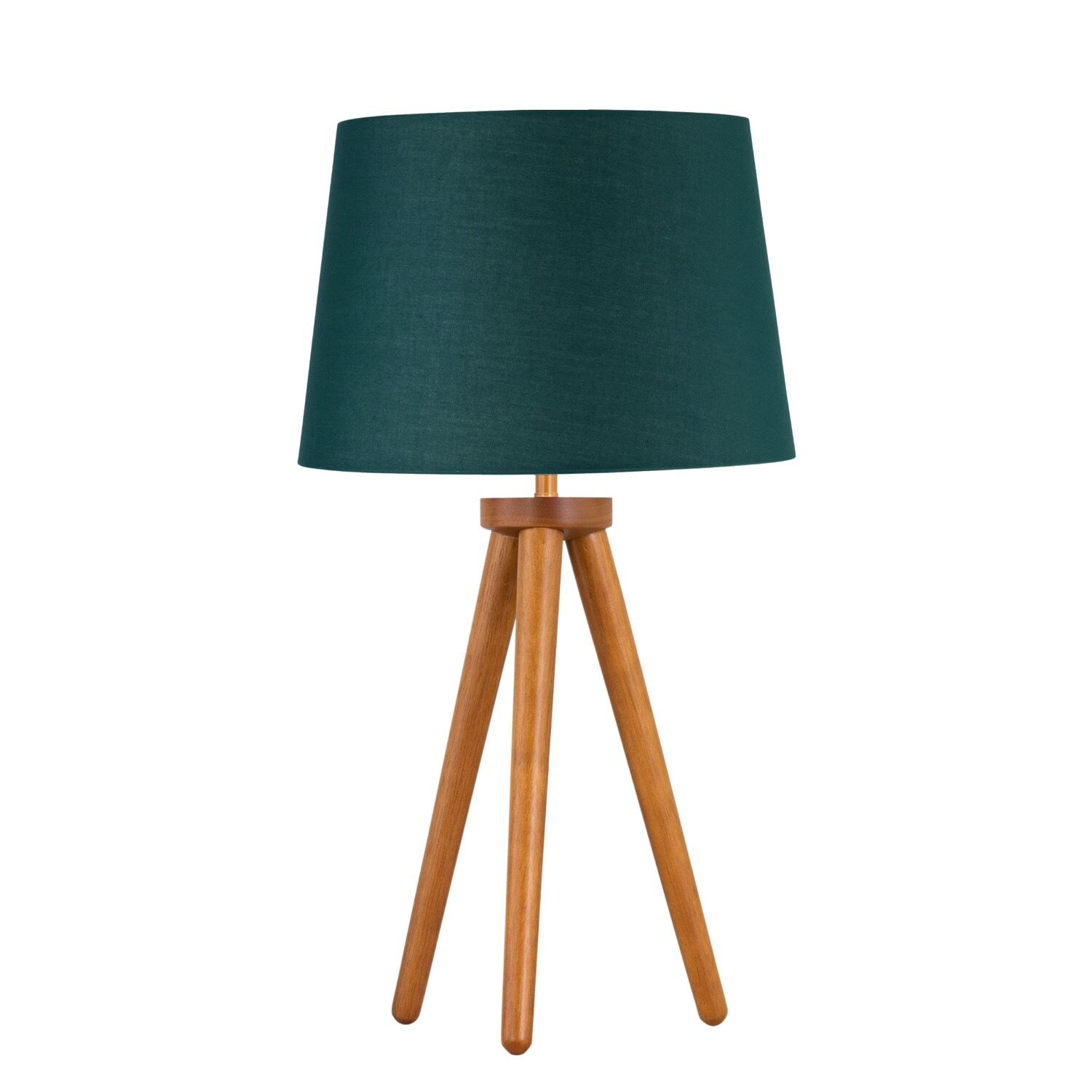 First Choice Lighting Voyage - Dark Oak Table Lamp or Bedside Light with Dark Green Shade in Brown