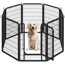 Yaheetech 8-Panel Metal Dog Playpen, 68 × 100 cm Black