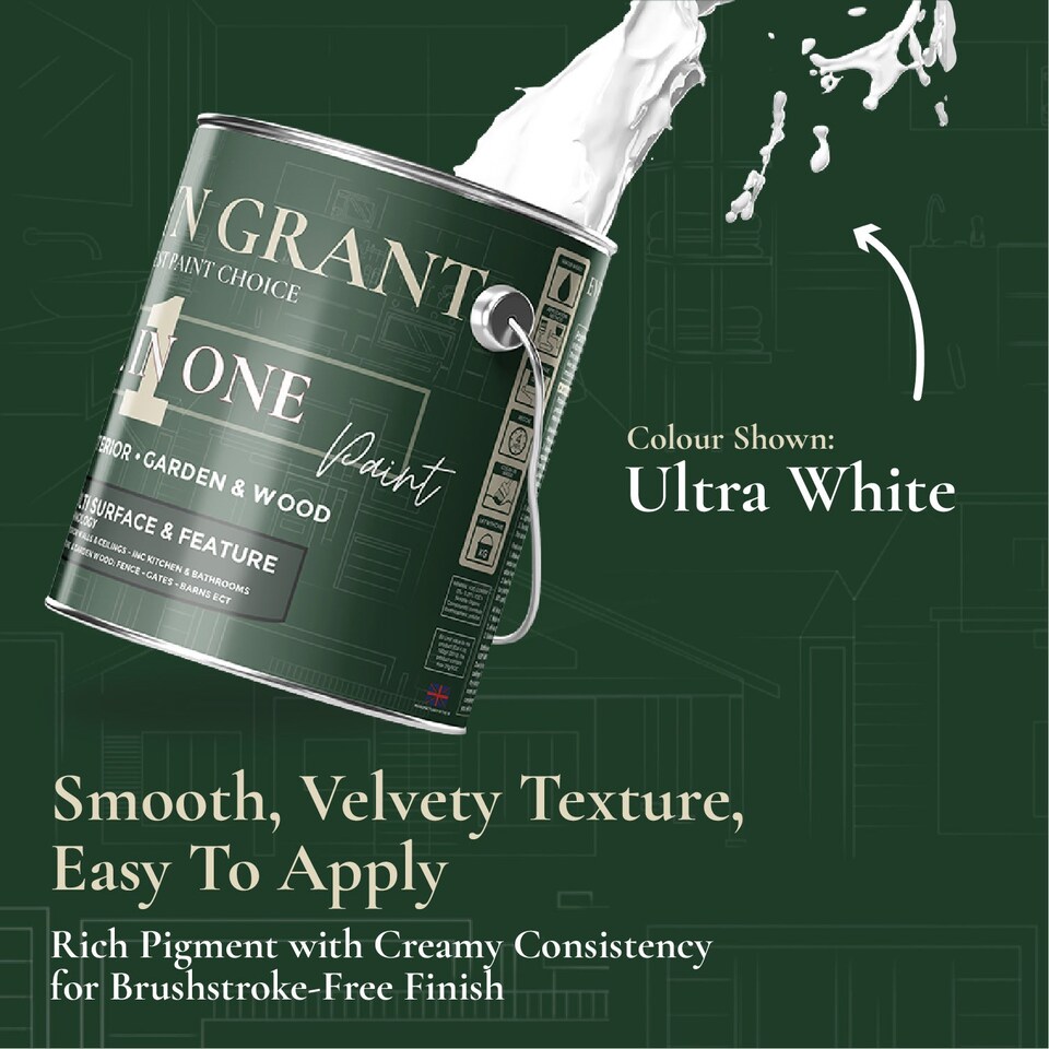 image 1 of EVELYN GRANT All-in-One Paint & Primer - Multi-Surface for Walls, Wood, Interior & Exterior - Anthracite Grey - 1L - Matt