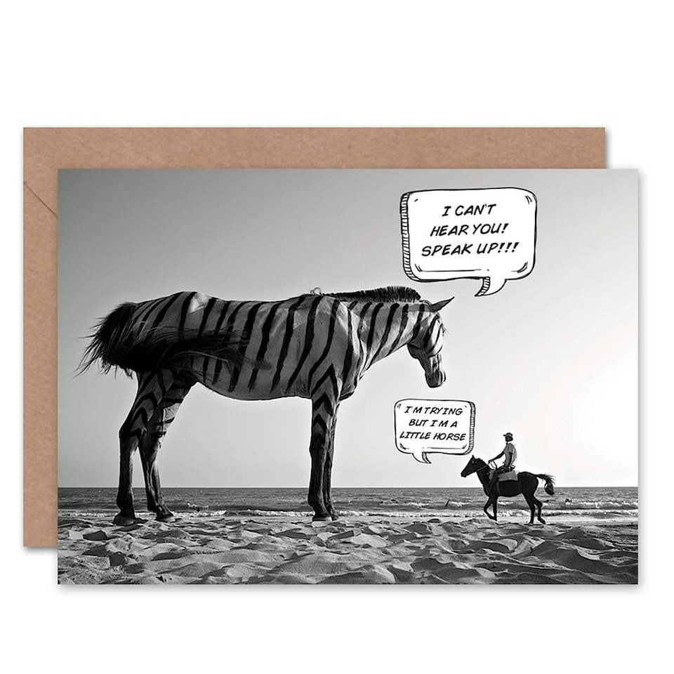 image 1 of Zebra Horse Pun Speech Bubble Joke Funny Birthday Card