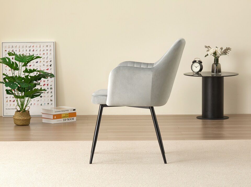 image 1 of Colorado Dining Table with 4 Charlotte Velvet Chairs | Grey | 5