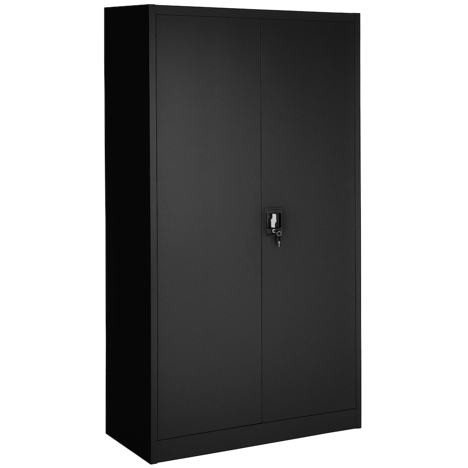 image 1 of Filing Cabinet Set - 5 height-adjustable shelves, lockable doors | Black | black | 40 x 90 x 180 cm | 2
