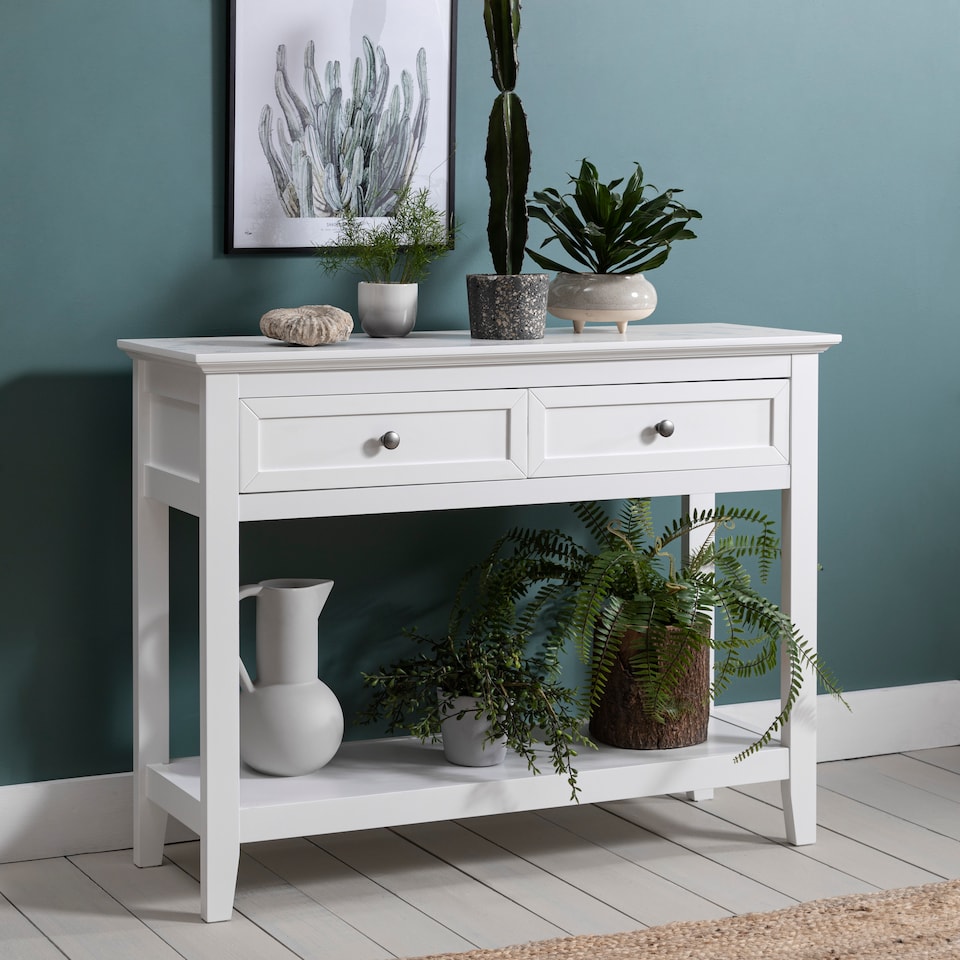 image 1 of Karlstad Console Hallway Table with 2 Drawers in White
