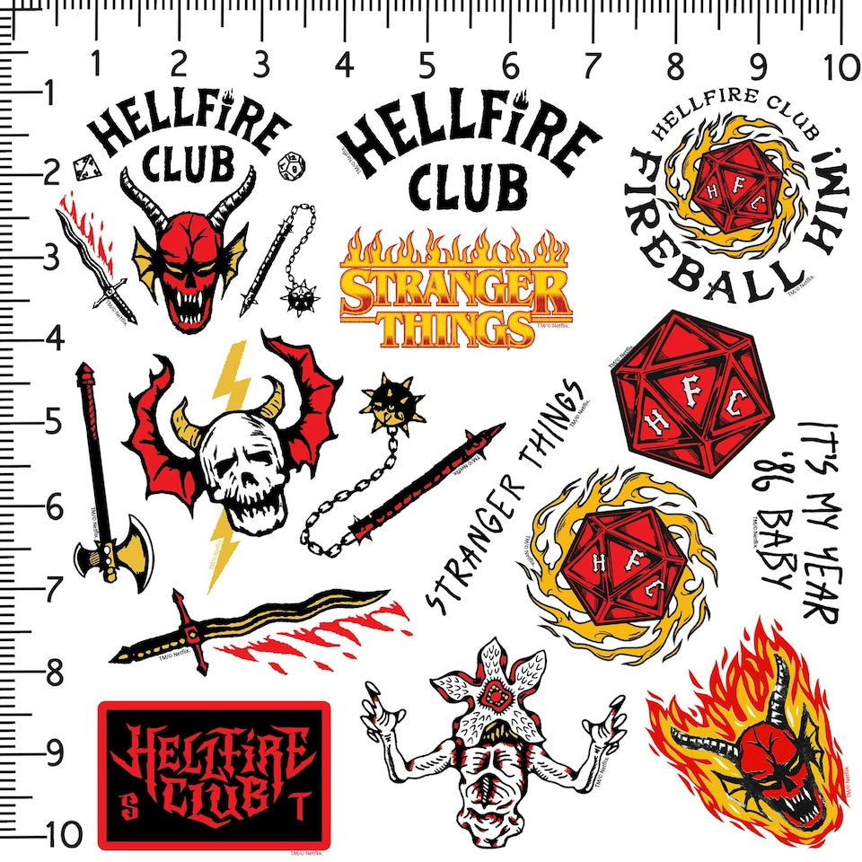 image 1 of Stranger Things Hellfire Club Deluxe Stickers (Pack of 50) - Multicoloured - One Size