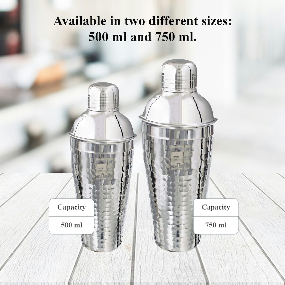 image 1 of Buckingham Stainless Steel Professional Cocktail Shaker 750 ml , hammered effect Silver