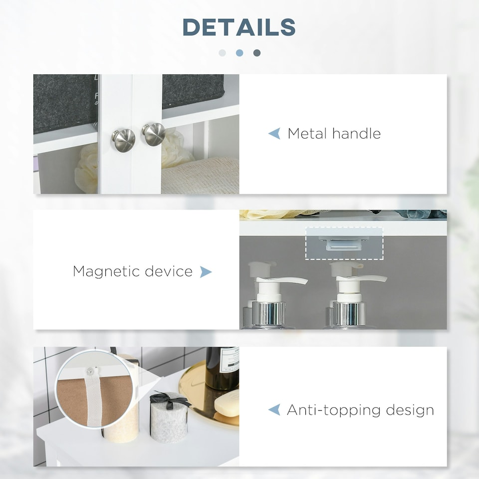 image 1 of kleankin Bathroom Floor Storage Cabinet Standing Unit Kitchen Cupboard W/ Doors