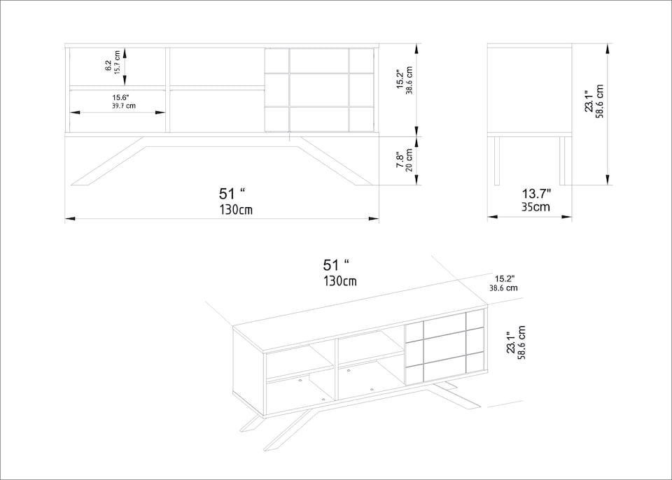 image 1 of Decorotika North TV Unit TV Cabinet Black and Black Marble Effect