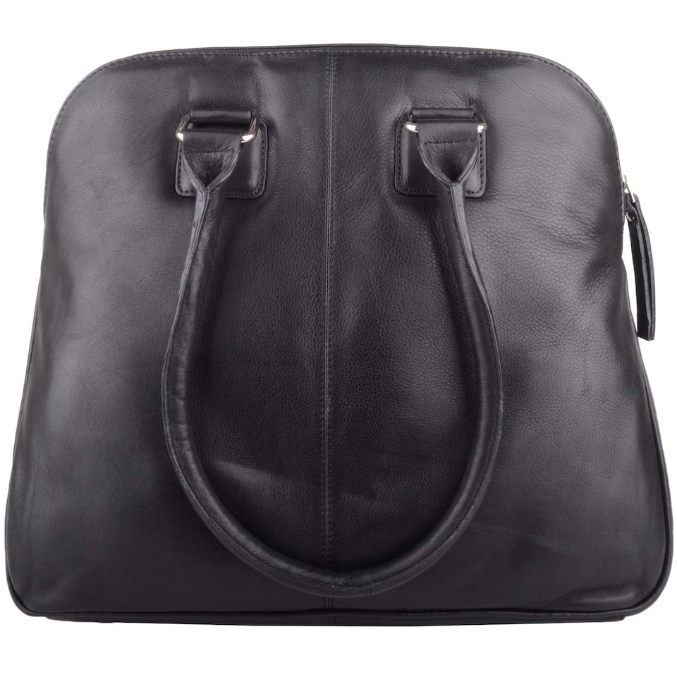 image 1 of London Leathergoods Womens Large Premium Soft Leather Travel / Work Hand Bag / Shoulder Bag | Black | Black