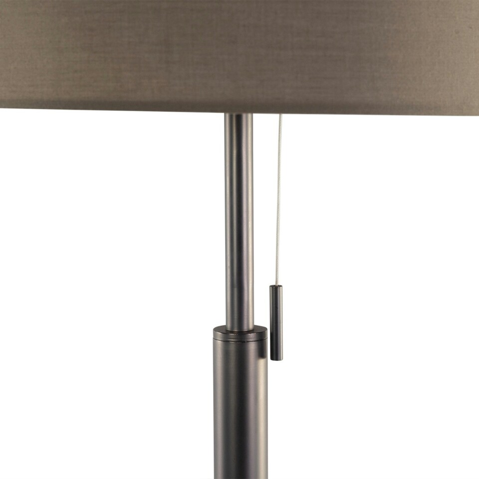 image 1 of Verta - Pewter Floor Lamp with Matching Silk Shade Grey | Grey