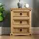 image 2 of Vida Designs Corona 3 Drawer Bedside Chest Cabinet Table Nightstand, Solid Pine Wood