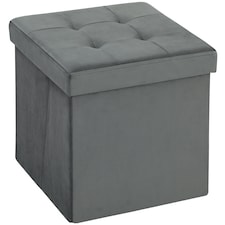 HOMCOM Foldable Sherpa Fleece Storage Ottoman, 38 x 38 x 38 cm Grey