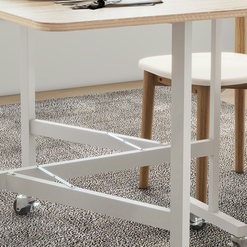 image 1 of HOMCOM Drop Leaf Table with 6 Wheels Folding Dining Table, Oak