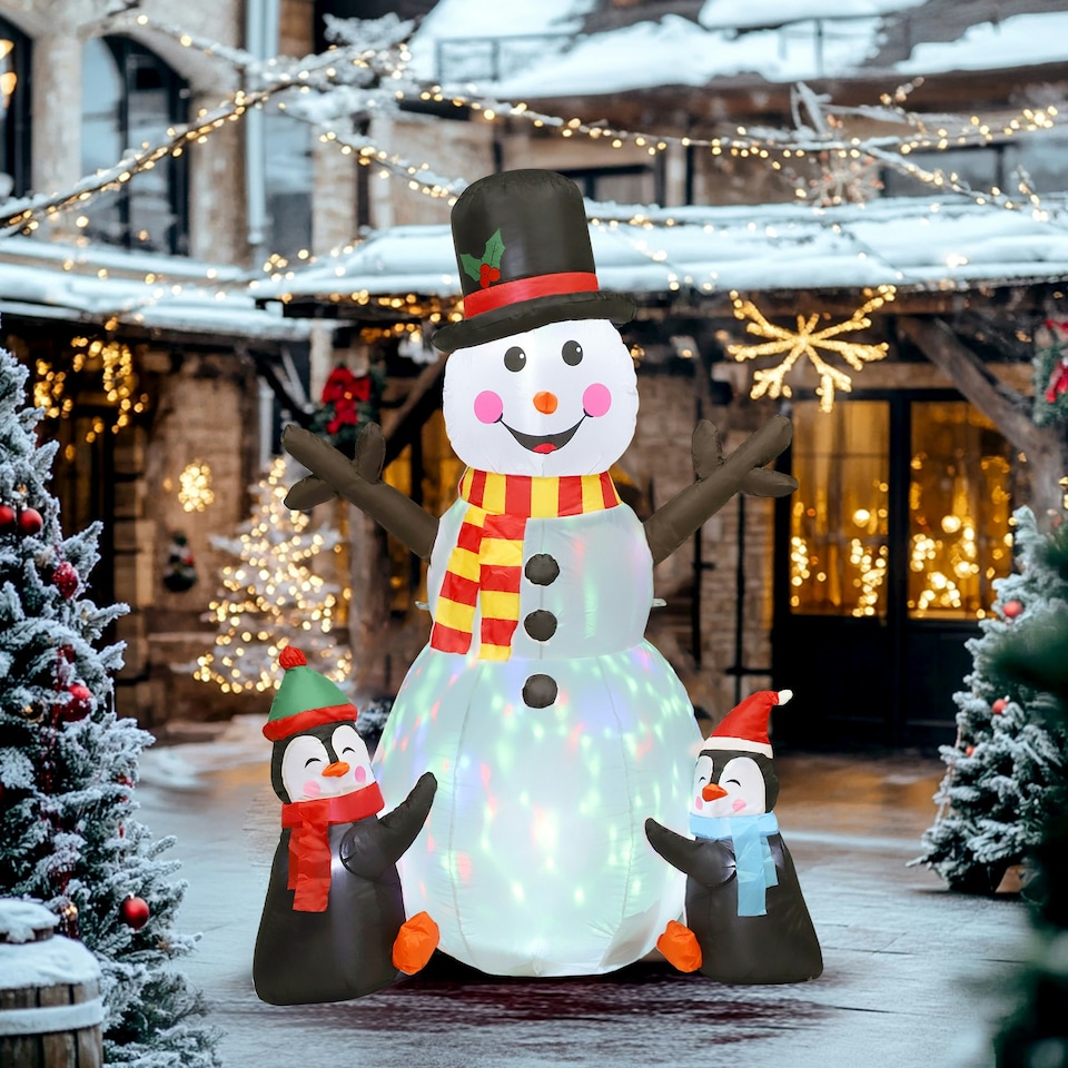 image 1 of Outsunny Blow Up Christmas Inflatables with Flashing Projector Light