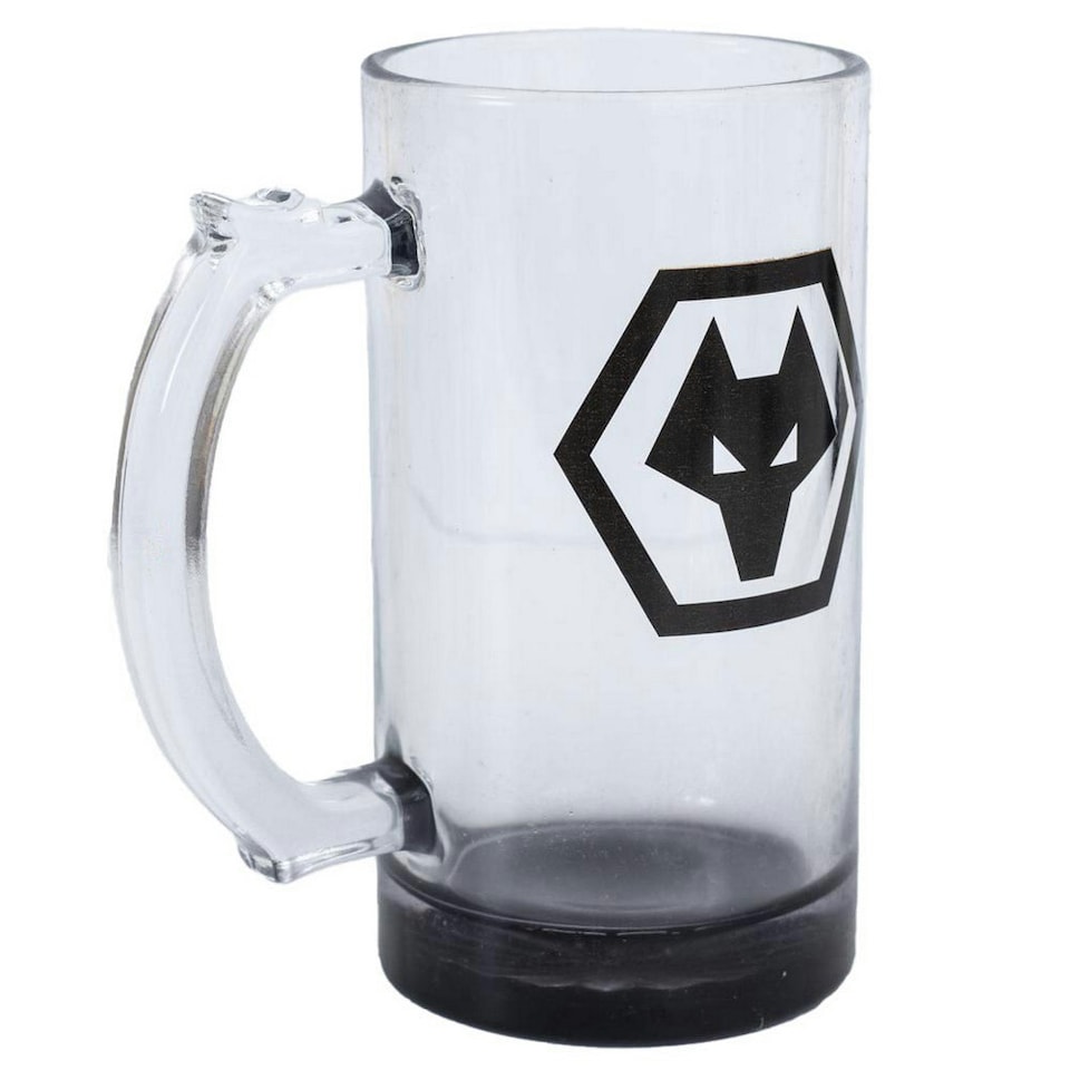 image 1 of Wolverhampton Wanderers FC Glass Tankard - Clear/Black - One Size
