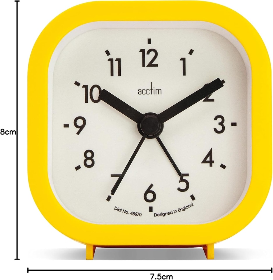 image 1 of Acctim Robyn Mini Bedside Alarm Clock | Yellow | Daisy