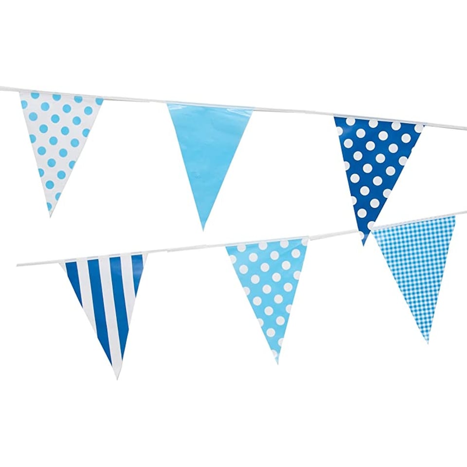 image 1 of Blue Mix Baby Shower Party Bunting 10m with 20 Pennants