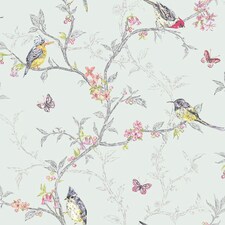 Holden Décor Phoebe Birds Wallpaper - Soft Teal - 10m x 52cm Green