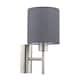 image 2 of EGLO Pasteri Steel Satin Nickel & Grey Fabric Wall Lamp