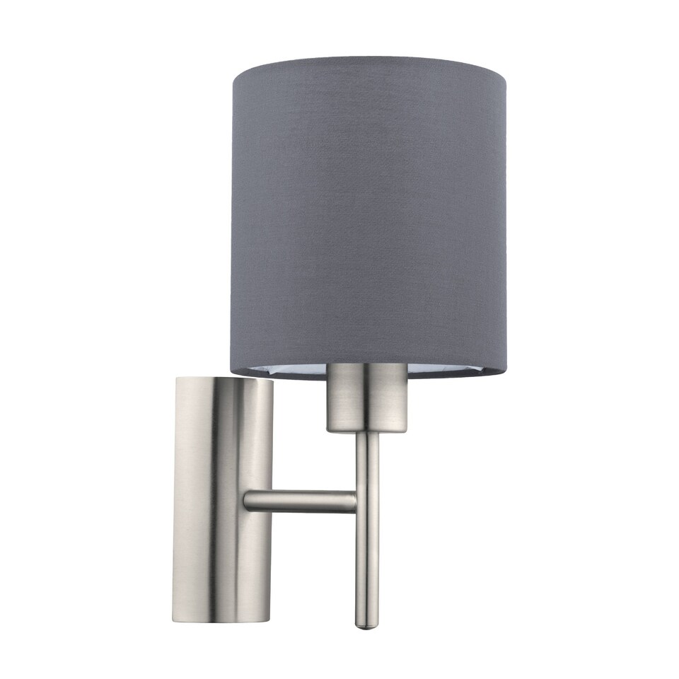 image 1 of EGLO Pasteri Steel Satin Nickel & Grey Fabric Wall Lamp