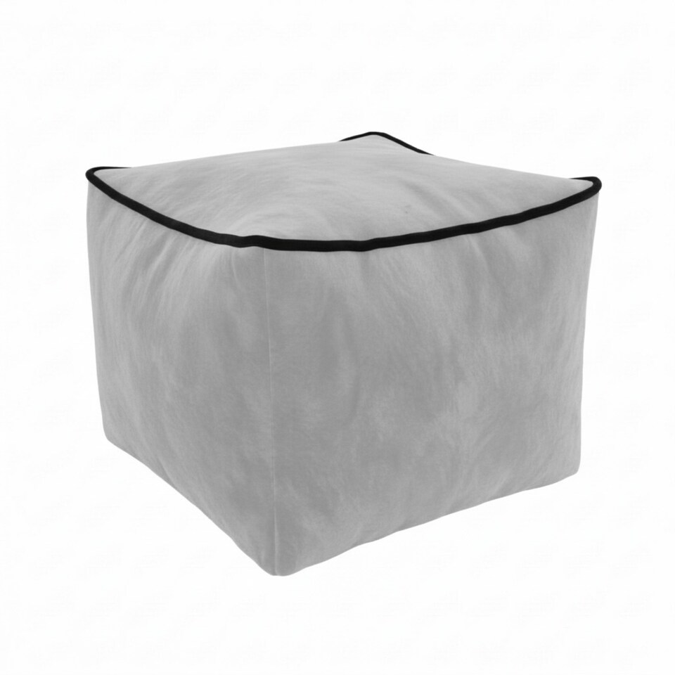 image 1 of Luxury Velvet Cube Bean Bag Ottoman Soft Plush Velvet Stool Pouffe | Silver