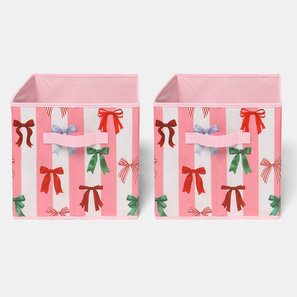 image 1 of OHS 2 x Bows Storage Box Folding Cube Shoe Toy Organiser
