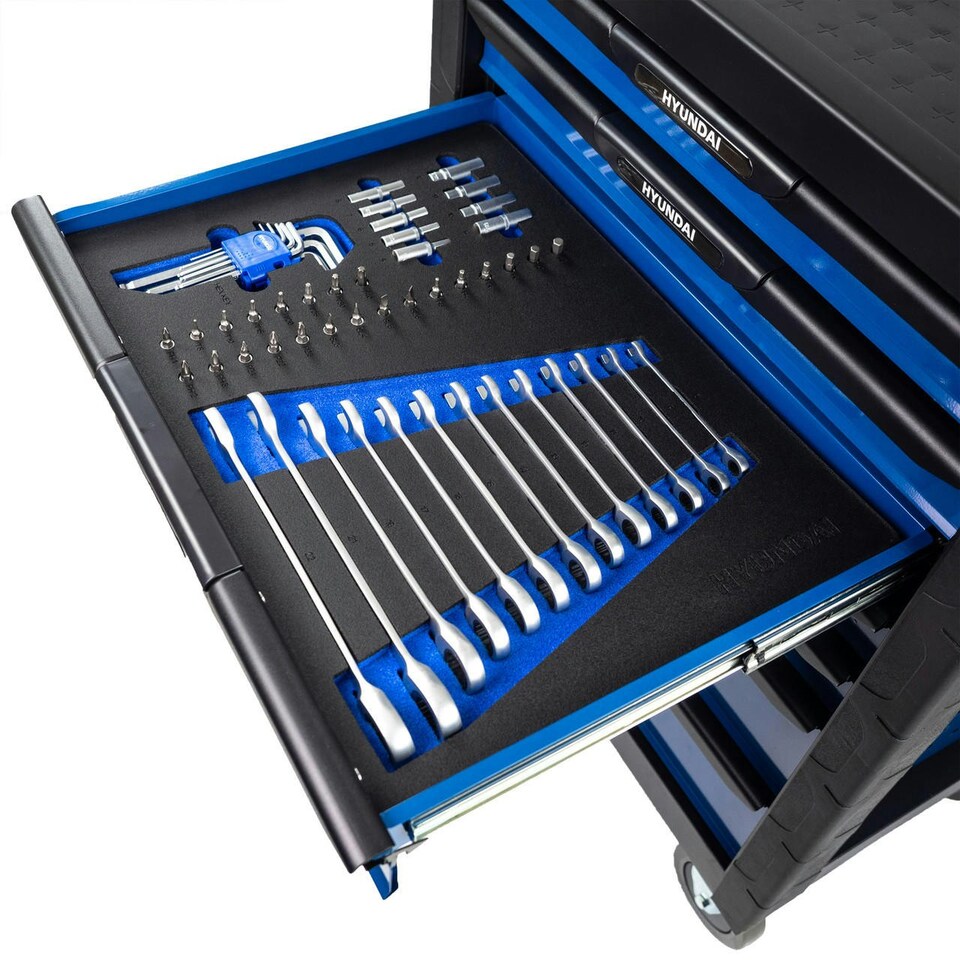 image 1 of Hyundai Tool Chest 175 Piece 7 Drawer Castor Mounted Roller Cabinet | HYTC9006 | Blue