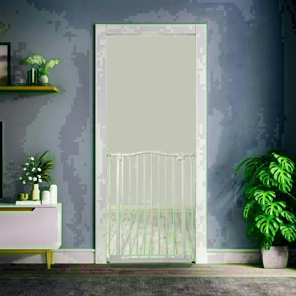 image 1 of Bettacare Extra Tall Curved Top Dog Gate, 71cm - 80cm, Matt White, Extra Tall 100cm in Height, Pressure Fit Pet Gate