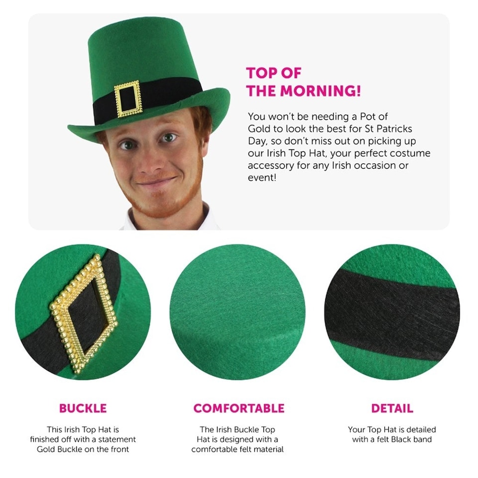 image 1 of Pack of 3 Green Buckle Top Hat Green | One Size