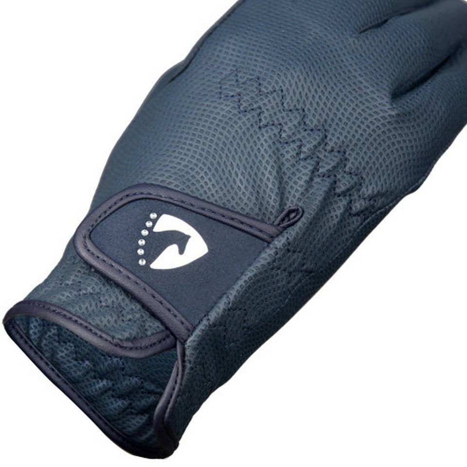 image 1 of Hy Womens/Ladies Sparkle Riding Gloves - Navy - S Blue | S