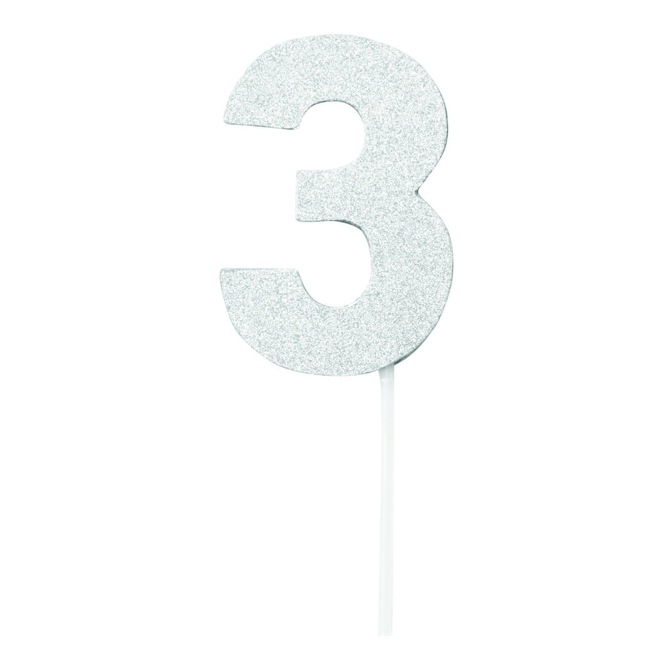 image 1 of Bristol Novelty Diamond Number Cake Topper - Silver - 0 Silver
