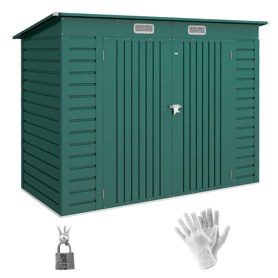 image 1 of Outsunny 8 x 4FT Metal Garden Storage Shed with Double Doors and Vents