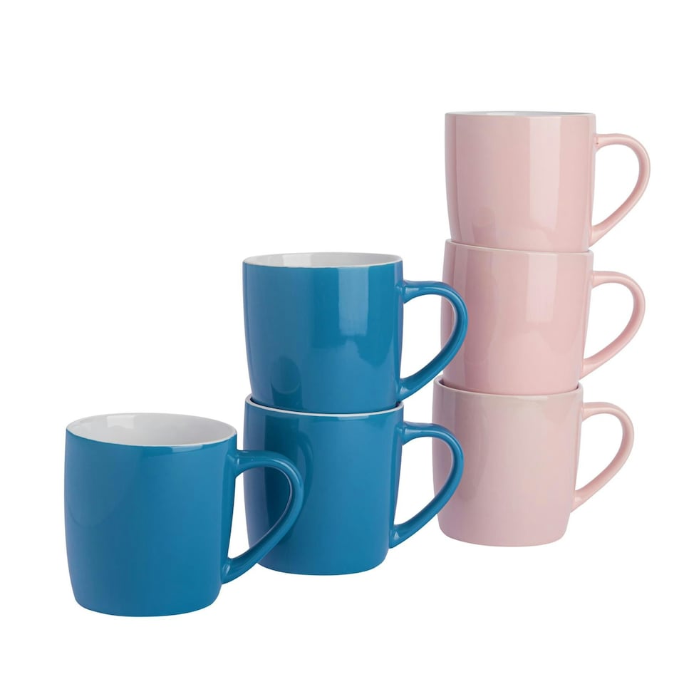 image 1 of Argon Tableware Coloured Coffee Mugs - 350ml - Blue/Pink - Pack of 6 Multi