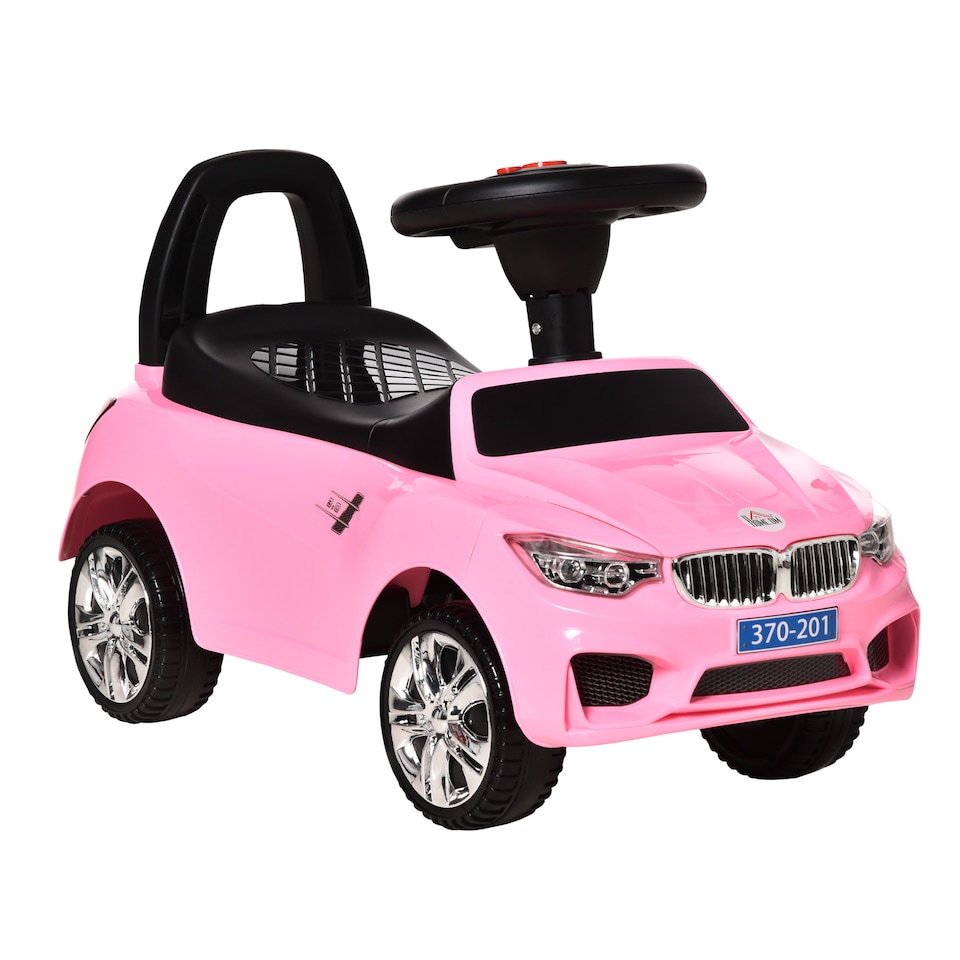 image 1 of HOMCOM Ride on Car Baby Toddler Walker Foot to Floor Sliding Car Slider with Horn Music Working Lights Storage for 1.5 - 3 Years Old, Pink