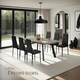 image 8 of Dining Chair Set - high backrest, slim steel legs & rhinestone highlights - Set of 8 Black