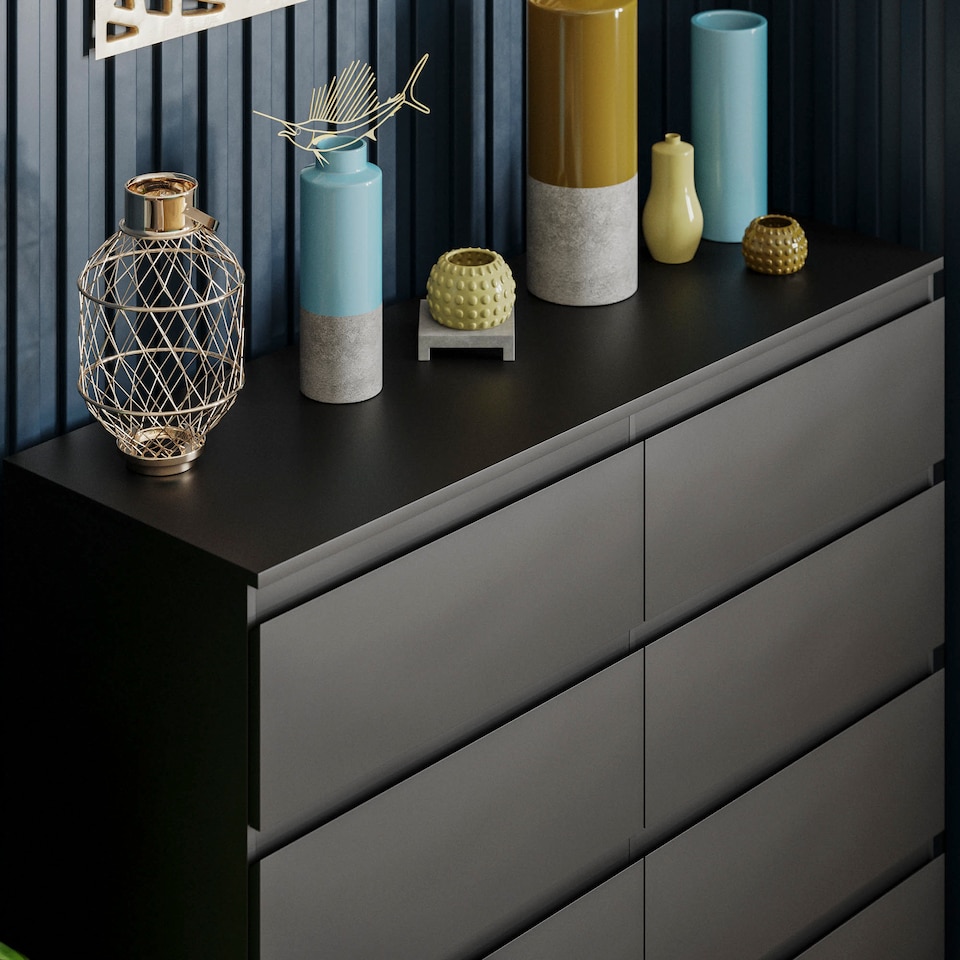 image 1 of Vida Designs Denver 8 Drawer Chest of Drawers Bedroom Storage, Black