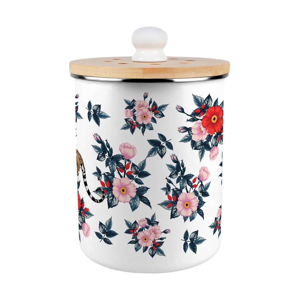 image 1 of Exotic Tiger Compost Caddy - Metal 2L Decorative Kitchen Food Waste Bin