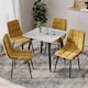image 2 of 5-Piece Dining Set - 80cm Square Sintered Stone Table and 4 Velvet Chairs with Metal Legs | White | Gloss White & Yellow | 1