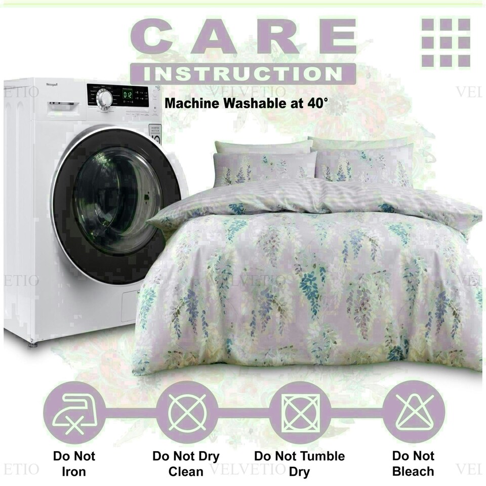 image 1 of Ophelia Floral Printed Duvet Cover Set Reversible Polycotton Beddings Multi | Single
